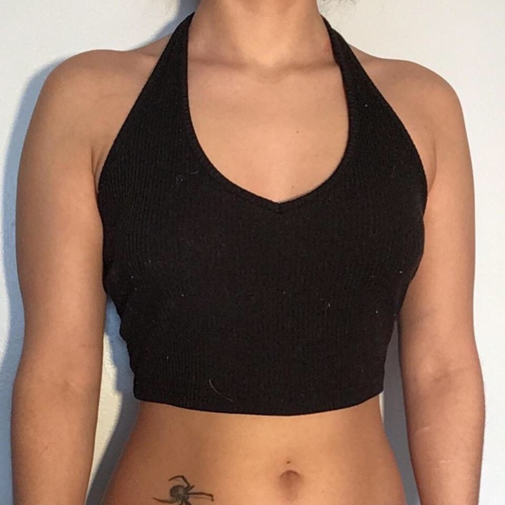 Black halter crop top